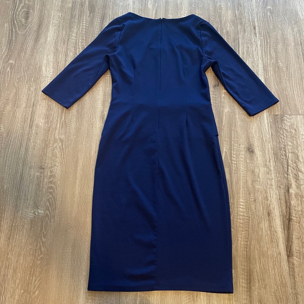 Miusol Womens Sheath Dress Medium Navy Blue Peplum Front Zip Work Professional